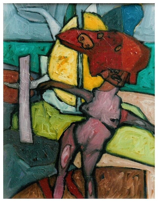 Woman in the mask - 51x42cm - 1995 - Oil on canvas